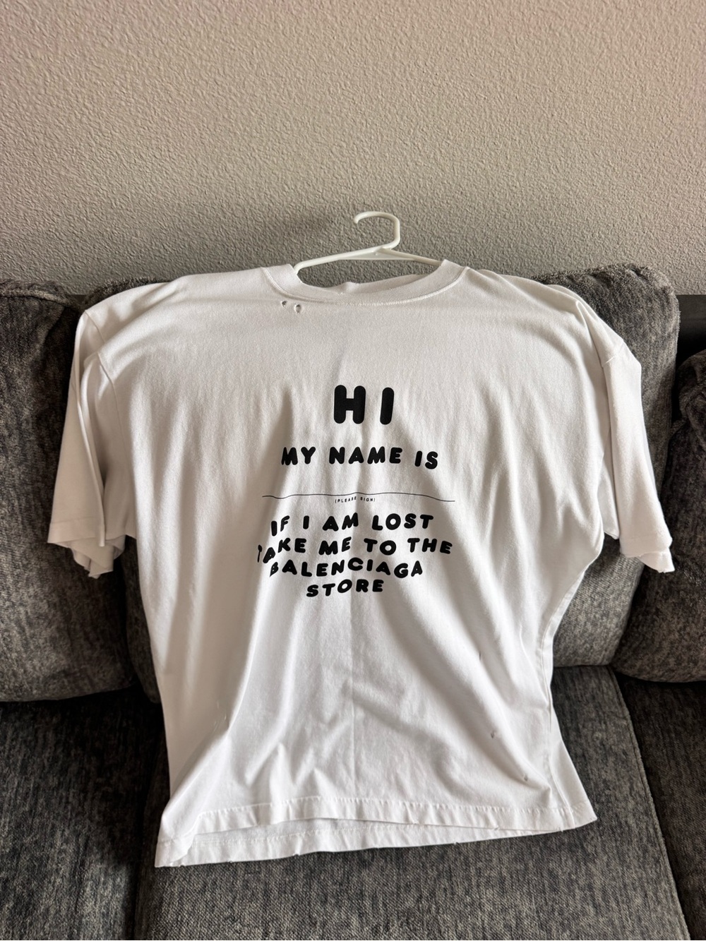 Balenciaga White T-Shirt with Black Text Graphic